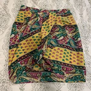 Like-New Paisley BCBG Faux Wrap Skirt, Size M